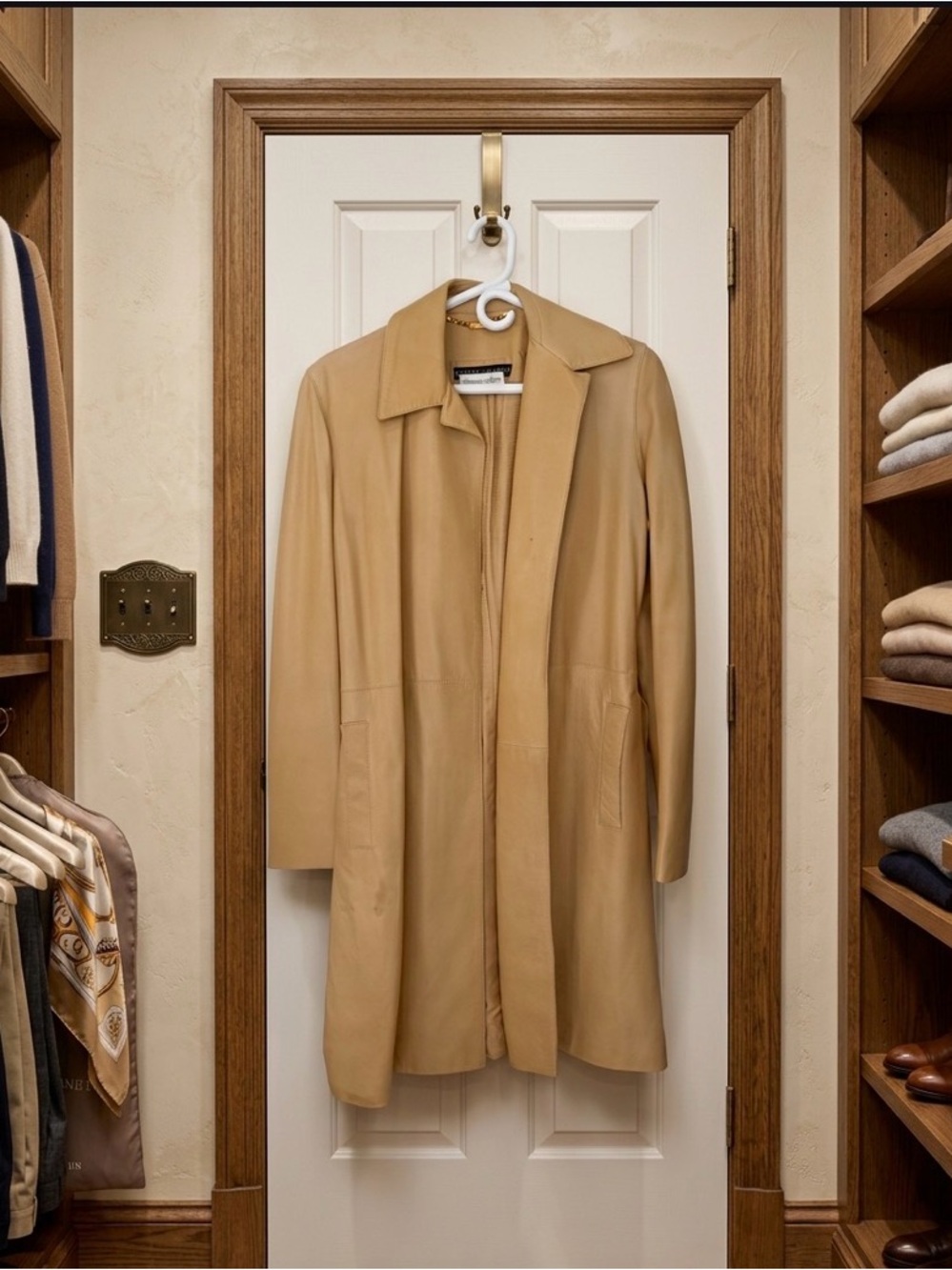 Vintage Ralph Lauren Bergdorf Goodman Leather Coat - Tan (Collection Line)